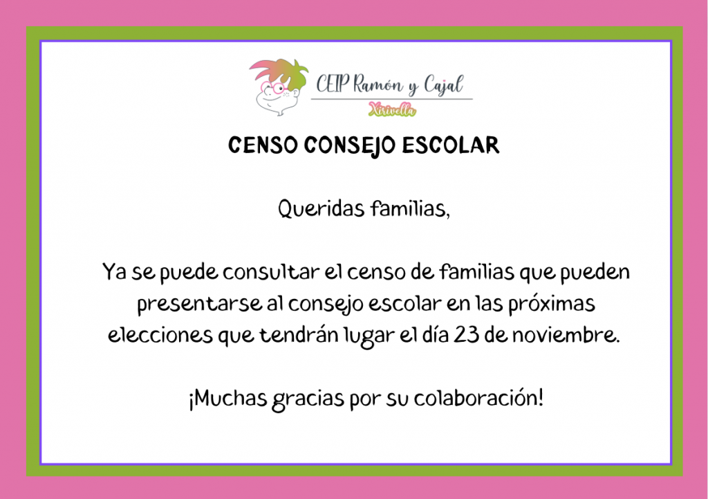 CONSEJO ESCOLAR CEIP Ramón y Cajal Xirivella