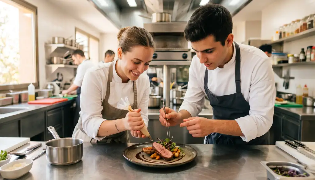 Dos estudiantes de Dirección de Cocina