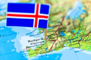 Map and flag of Iceland. Source: "World reference atlas"