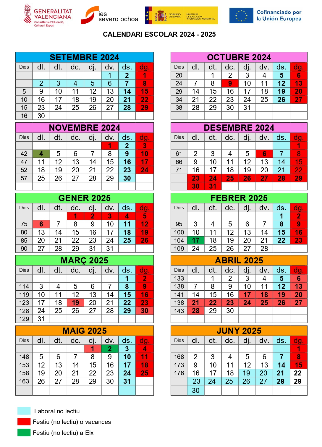 Calendario escolar 2024-2025