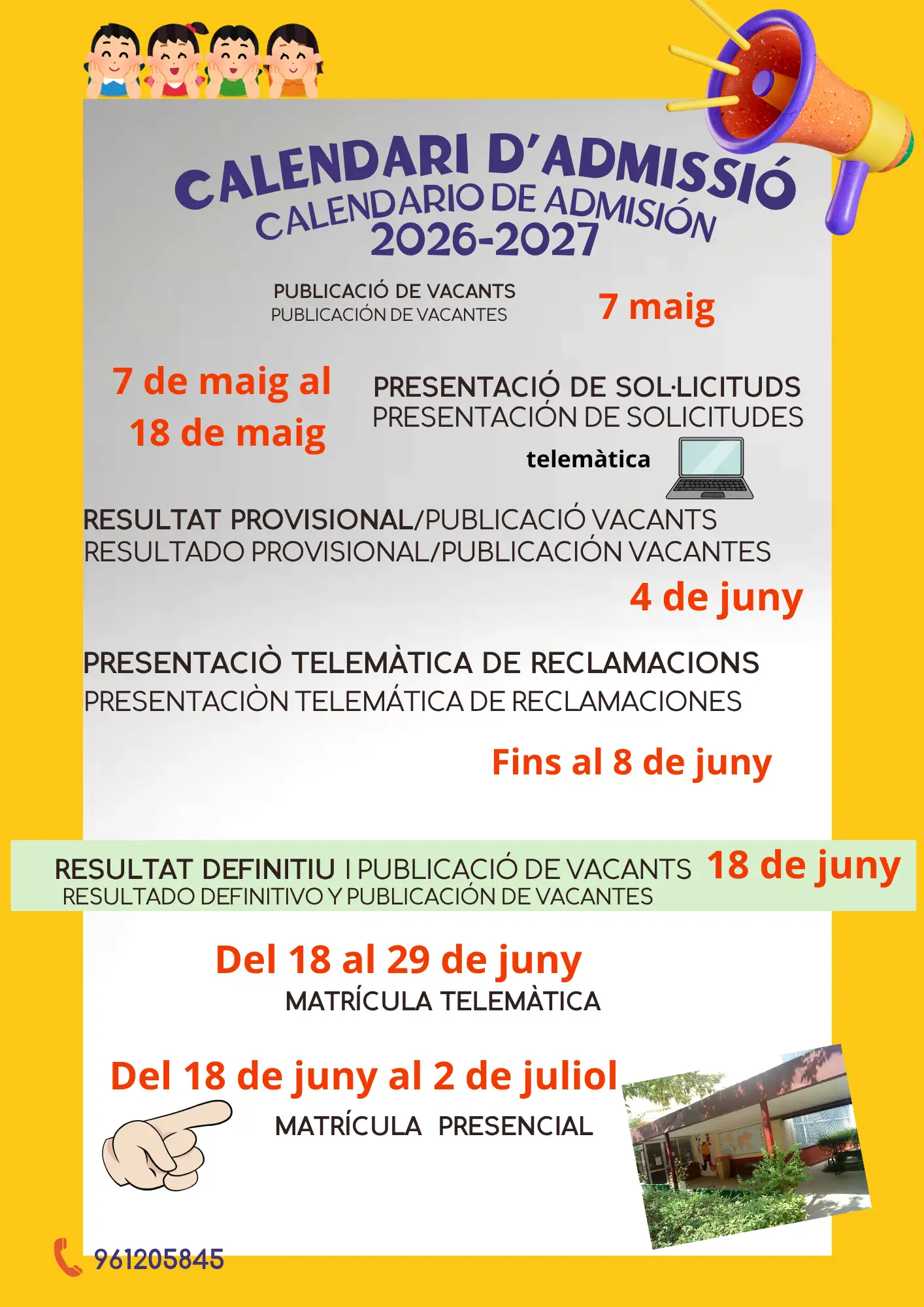 Flyer Admision Escuela Infantil Amarillo(1)