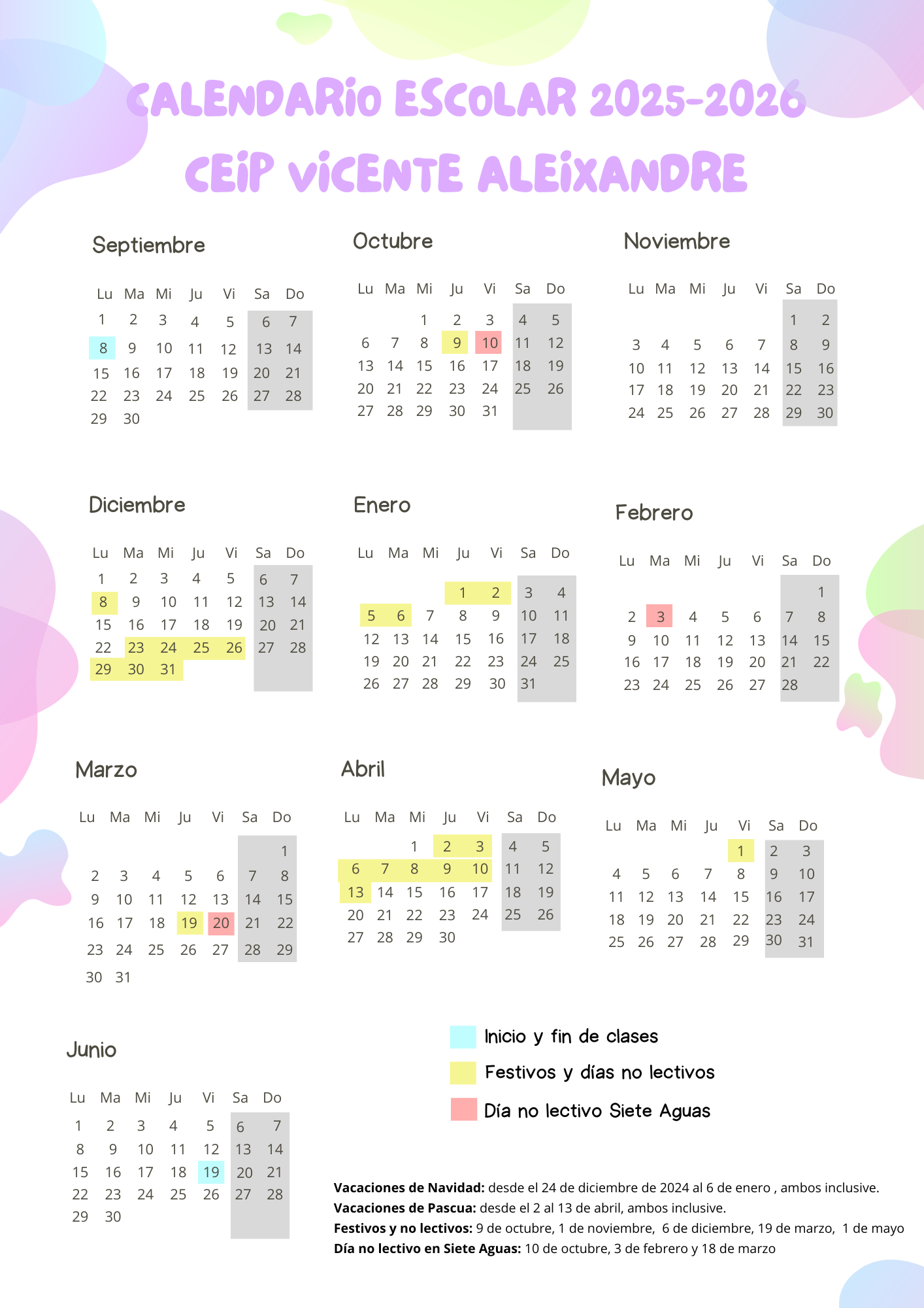 CALENDARIO ESCOLAR CURSO 24-25