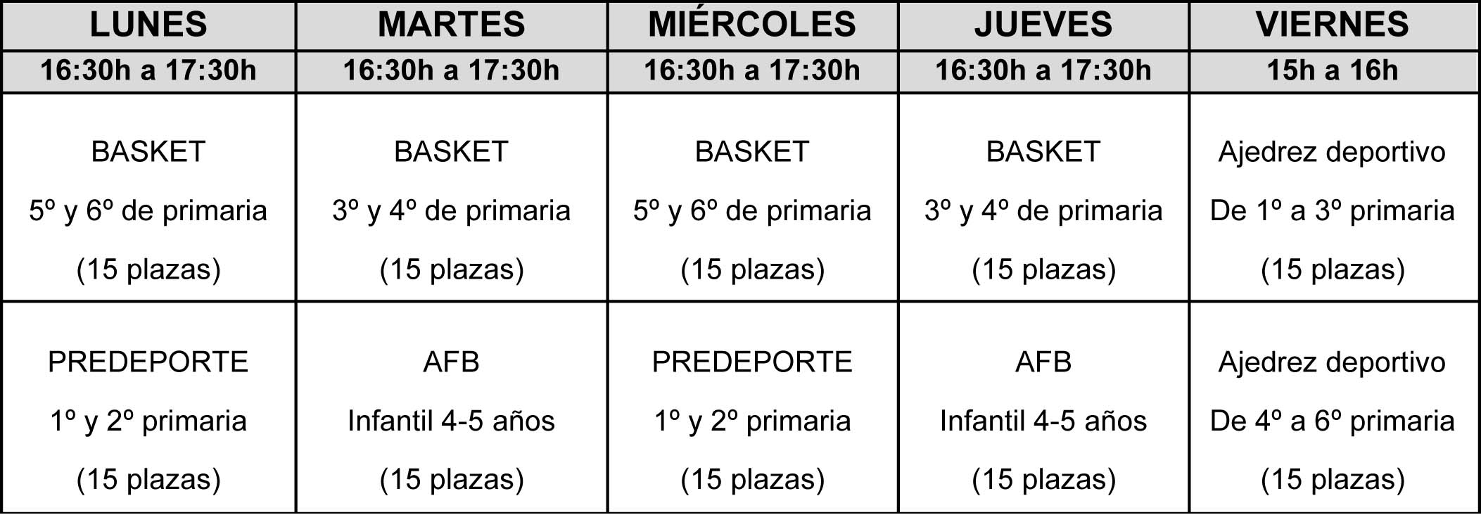 Extraescolres deportivas