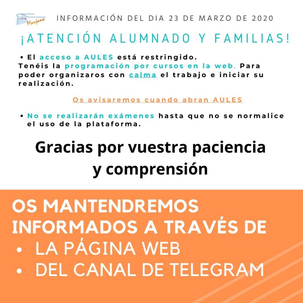 INFORMACIÓN DEL DIA 23 DE MARZO DE 2020