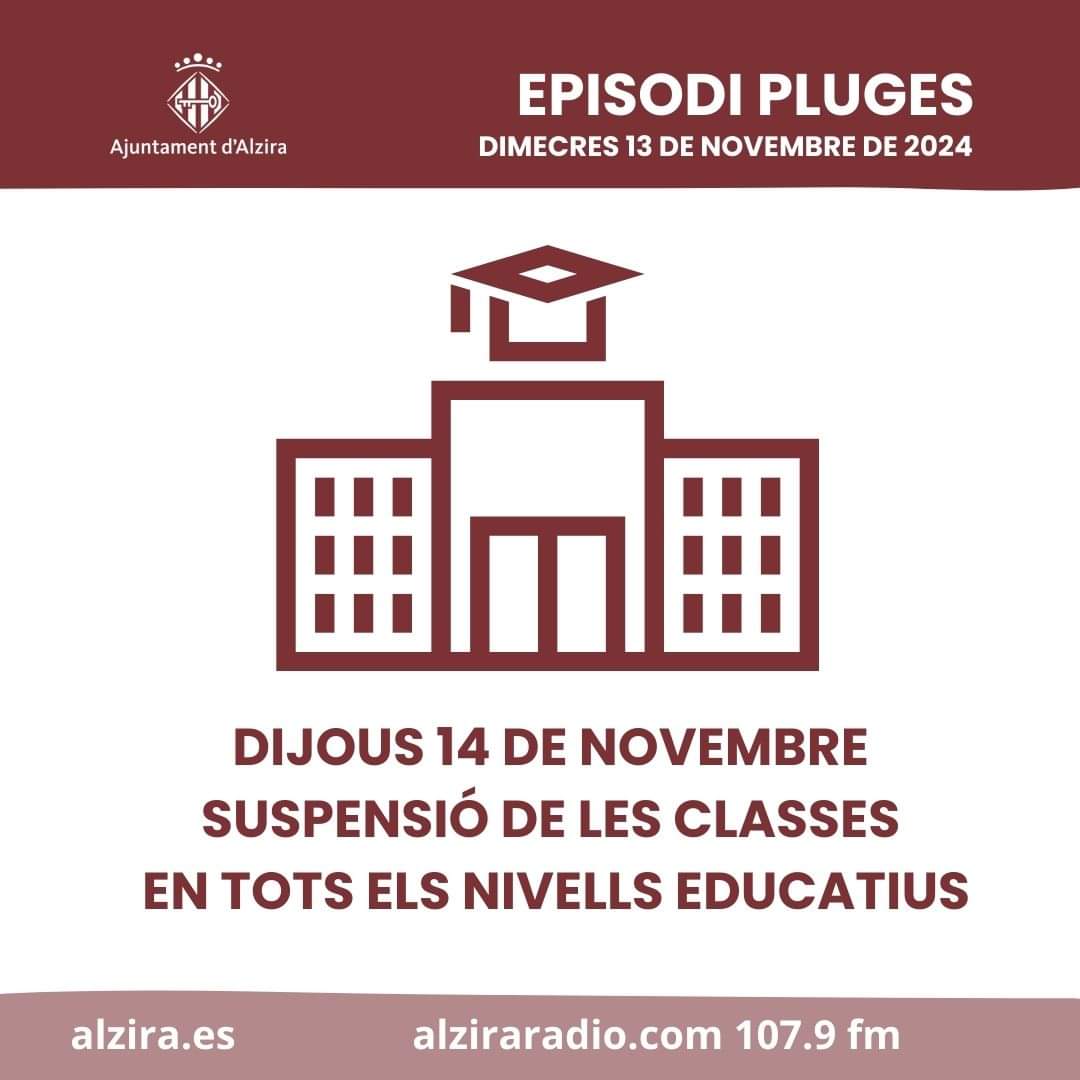 SUSPENSIÓ DE LES CLASSES:14/11/24