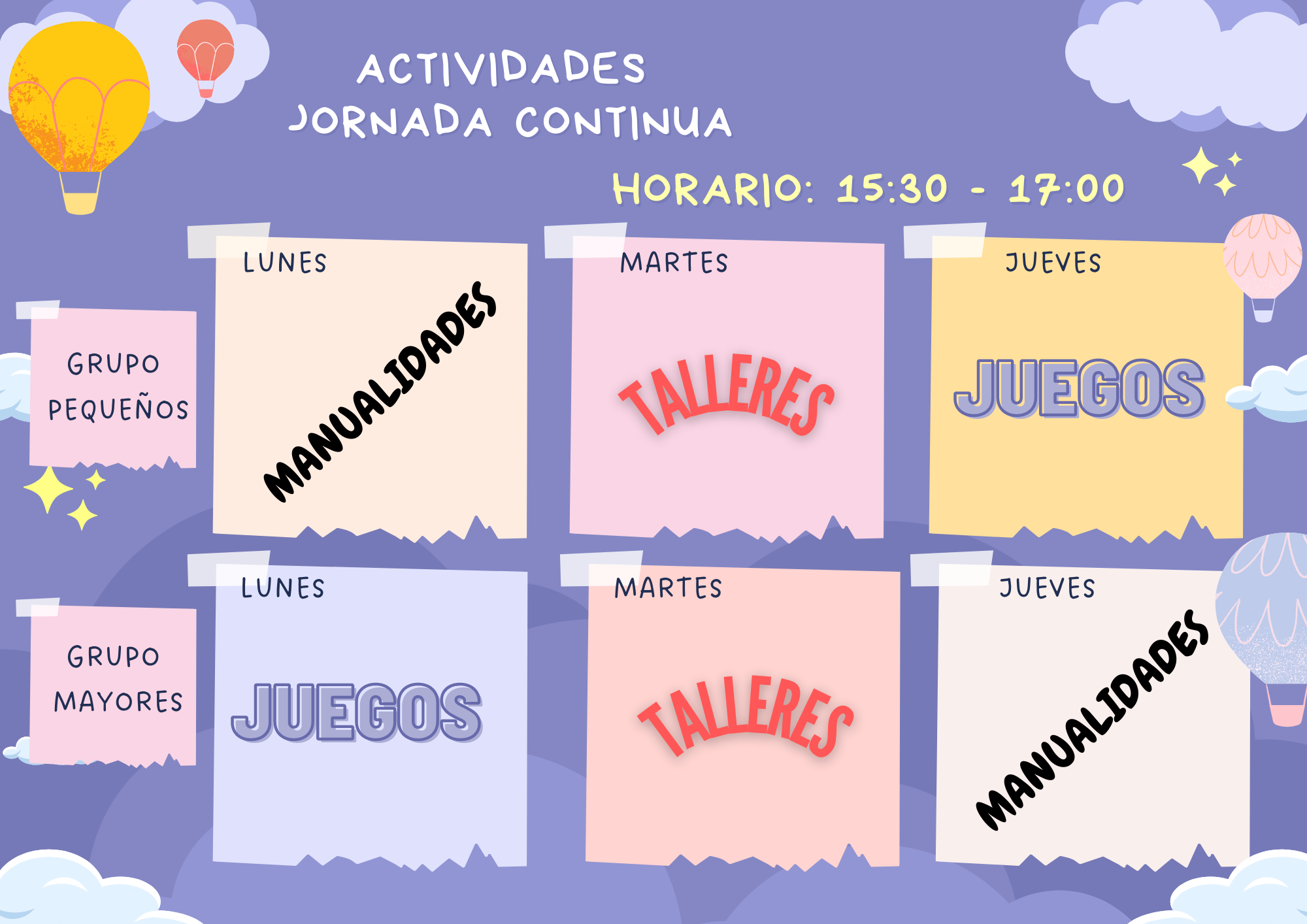 HORARIO ACTIVIDADES EXTRAESCOLARES