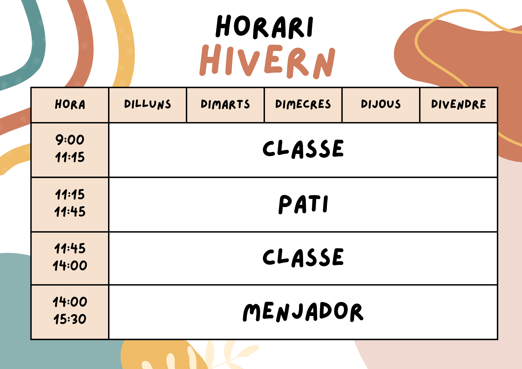 horario de hivern