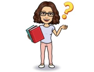 Bitmoji Teacher with books & question mark
