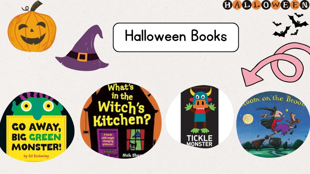 Hi friends! It's me...Paula!
Vos deixe alguns dels contes que ens han acompanyat al mes d'octubre, mentre preparavem la celebració de Halloween i amb els quals hem passat bones estones a les sessions d'anglés. Aquest son:
- Go away big green monsters (2-3 anys)
- What's in the witch's kitchen? (3-5 anys)
- Tickle monster (2-3 anys)
- Room on the broom (4-5 anys)