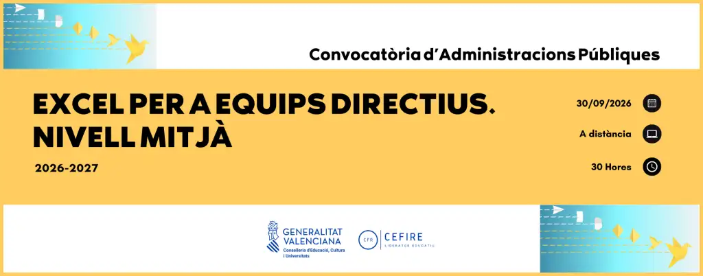 Excel per a equips directius. Nivel mitjà