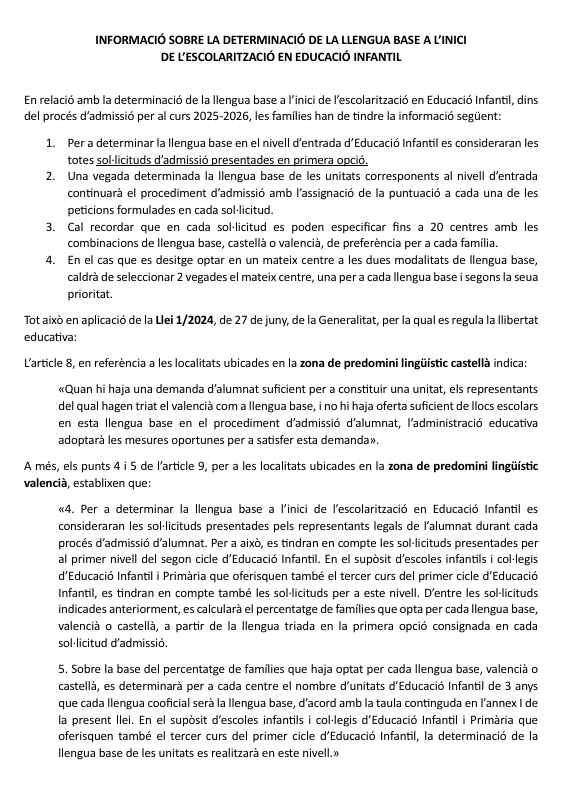 INFORMACIÓ LLENGA BASE FAMILIES VAL