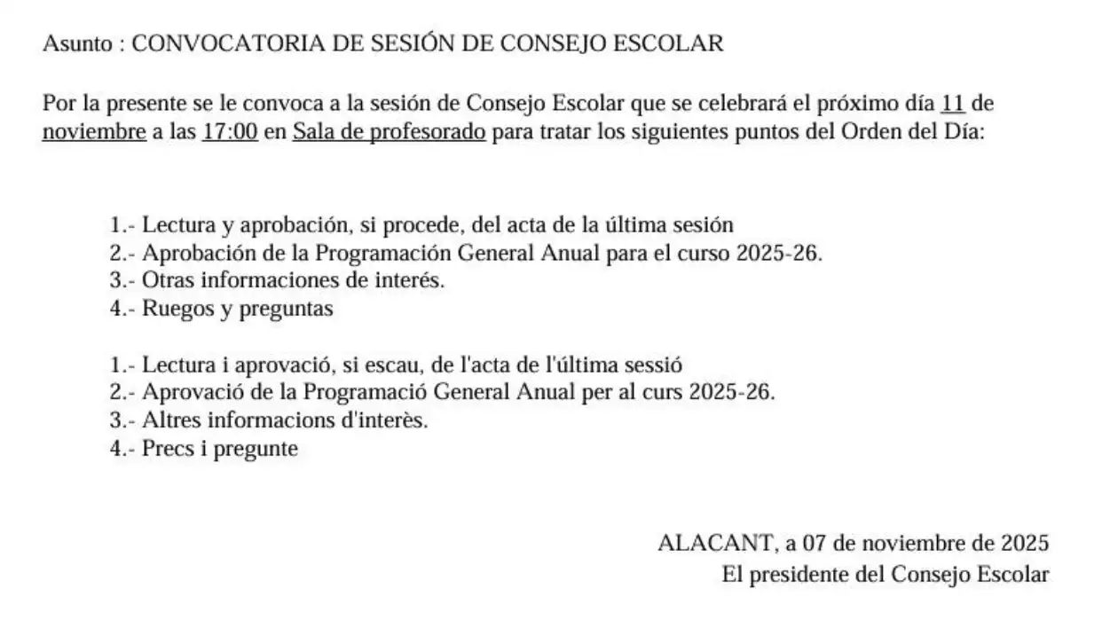 convocatoria CE 11 nov 2025