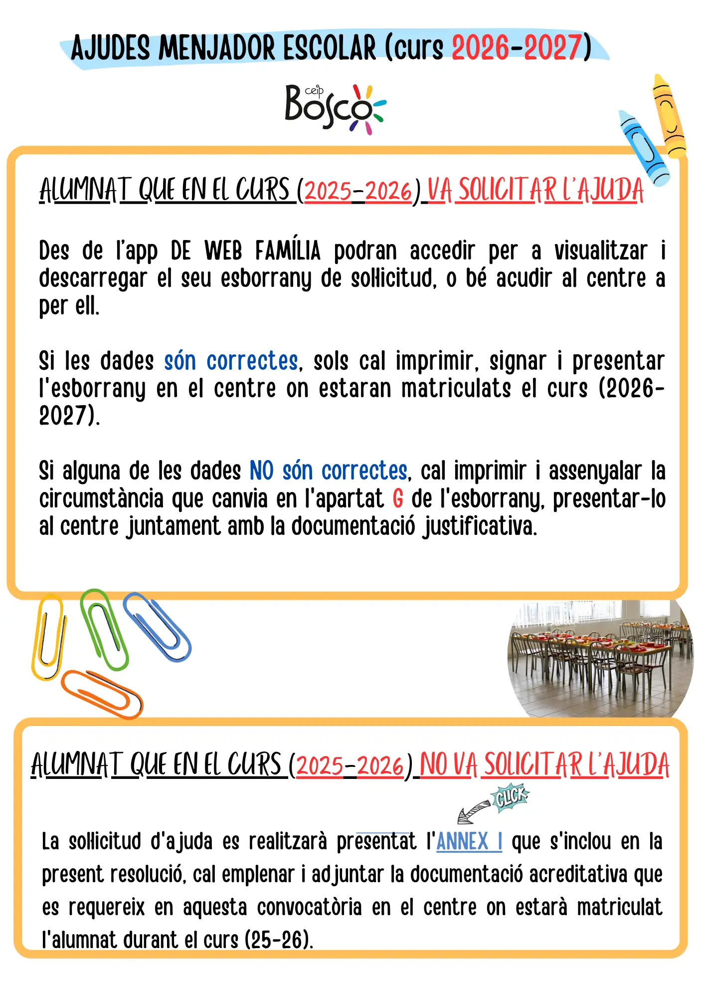 AJUDES MENJADOR i TRANSPORT ESCOLAR (curs 26-27)