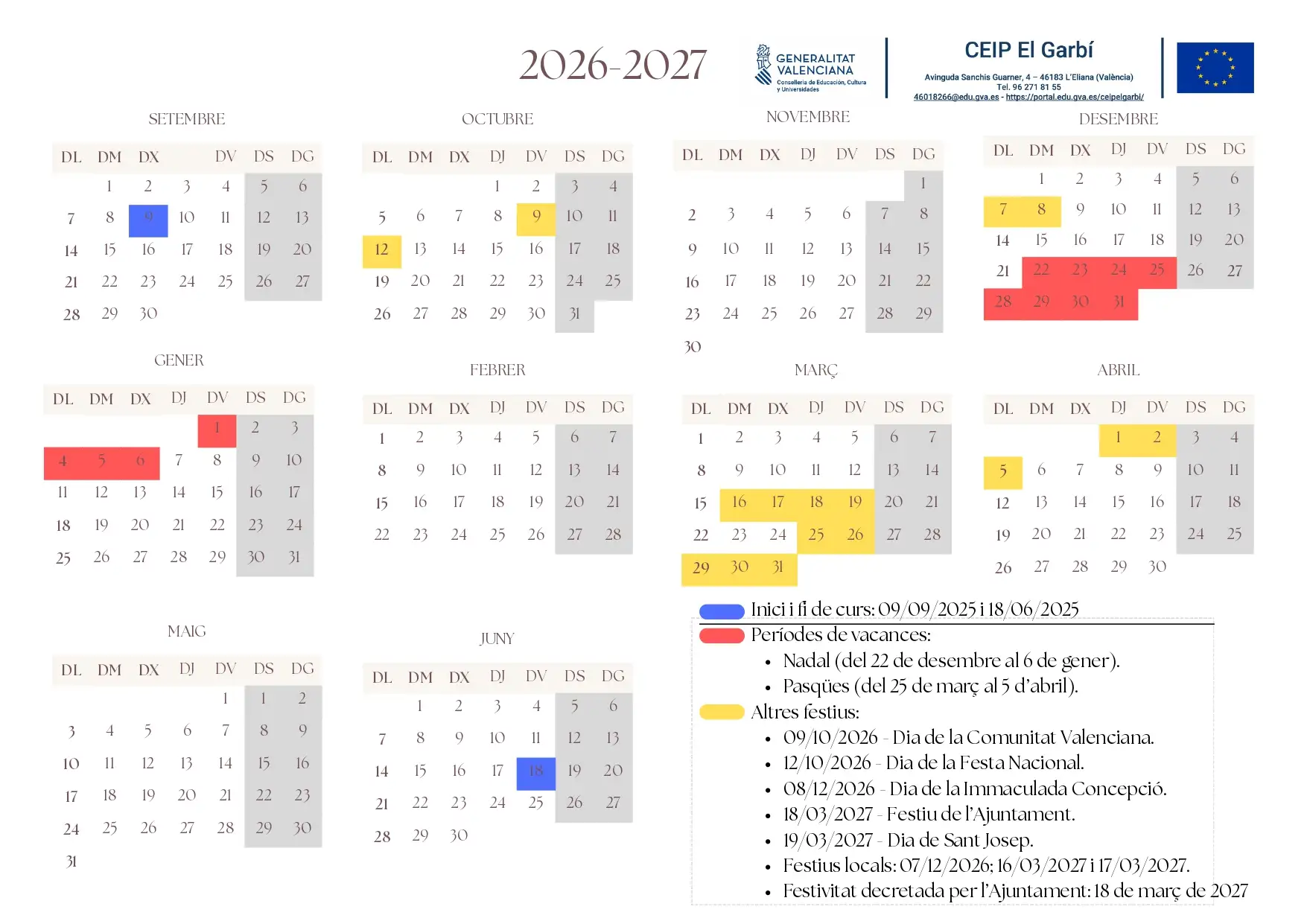 Calendari Escolar 26-27