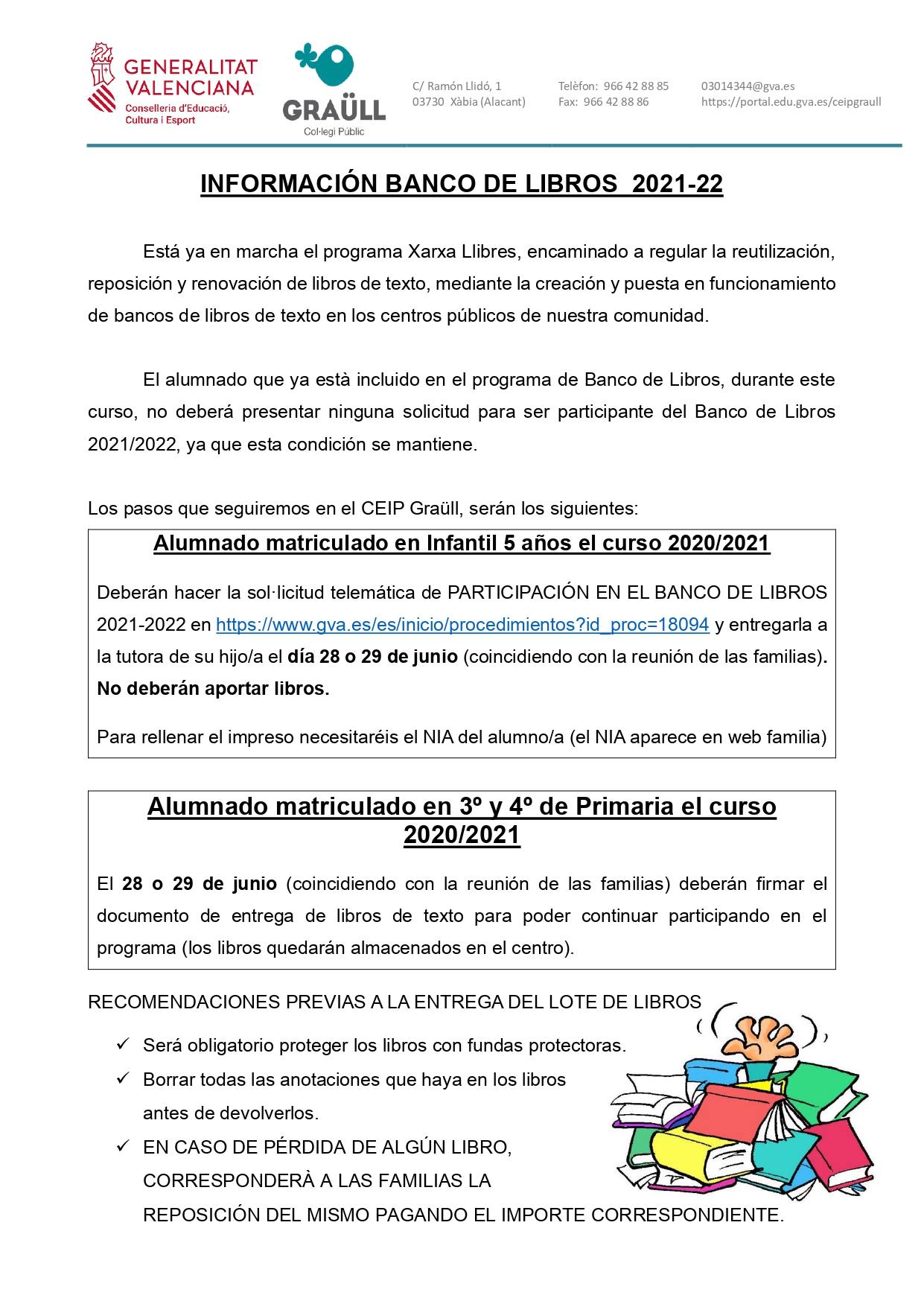 CIRCULAR INFORMATIVA BANCO DE LIBROS 21-22