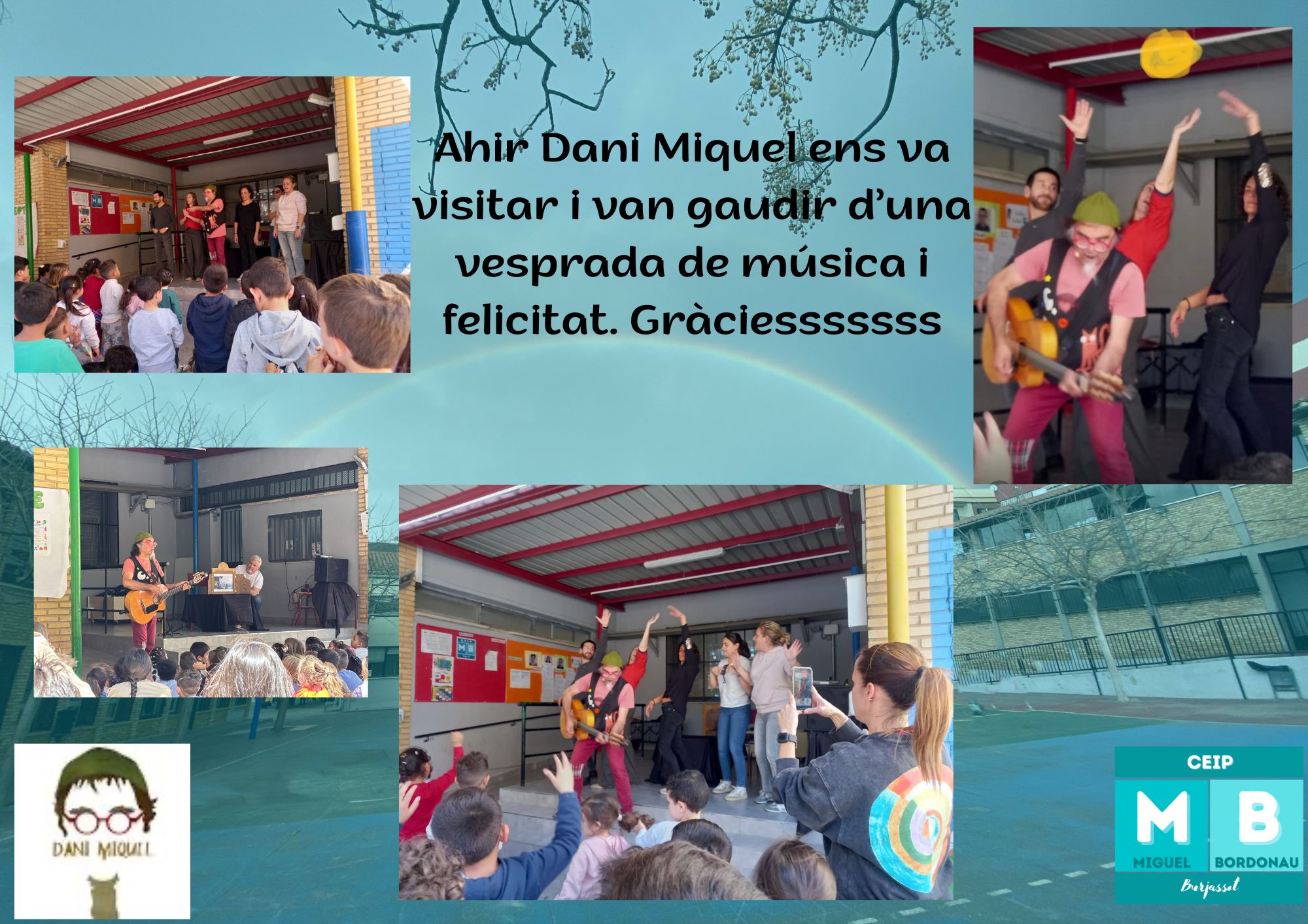 Ahir Dani Miquel ens va visitar i vangaudir d’una vesprada de música i Felicitat.