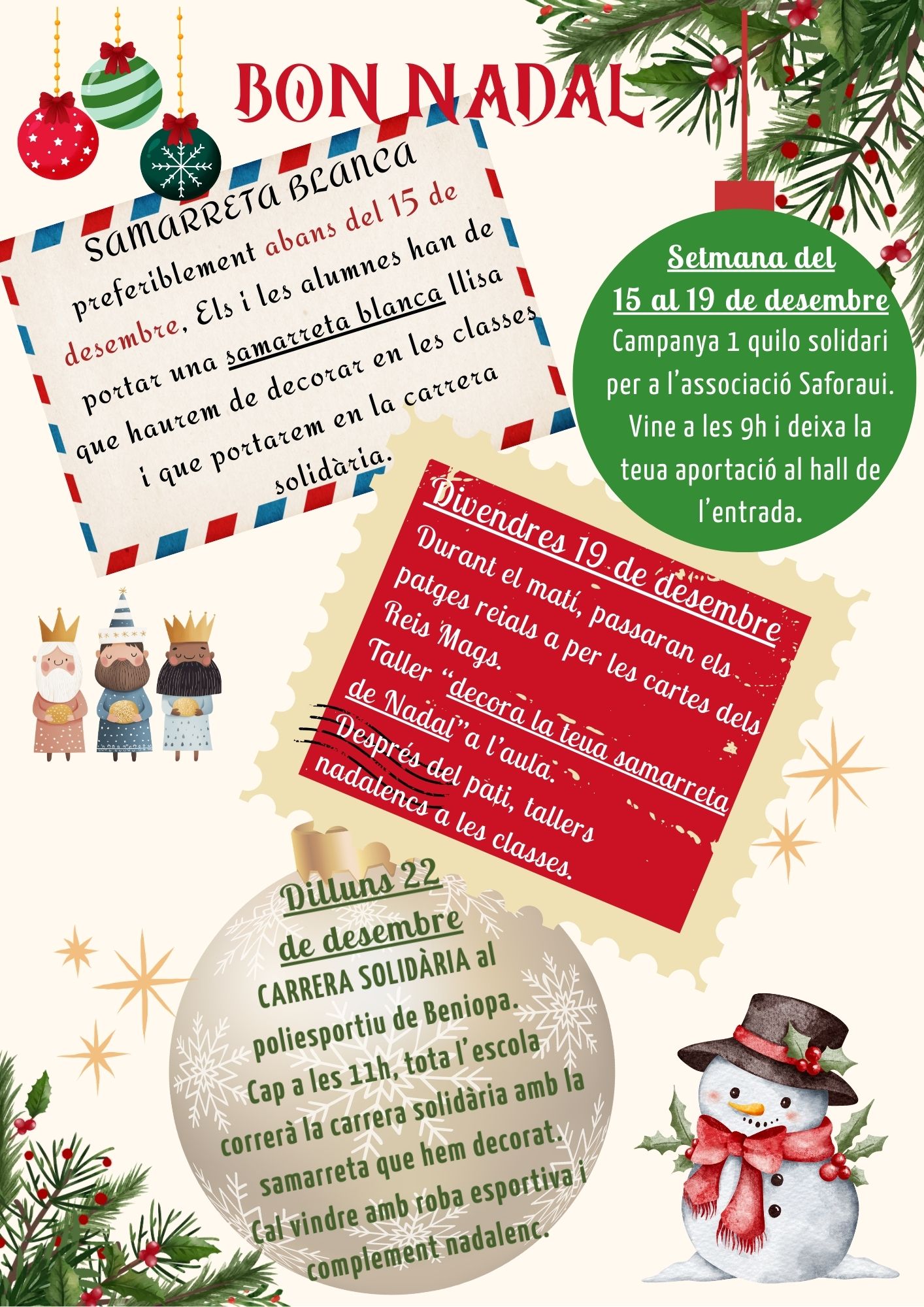 Cartel Vertical Merry Christmas Navideño Rojo y Verde