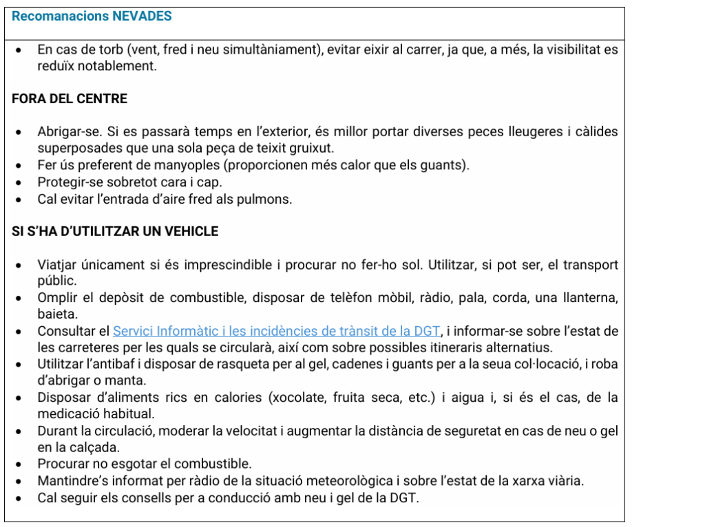 RECOMANACIONS 4 EMERGENCIA