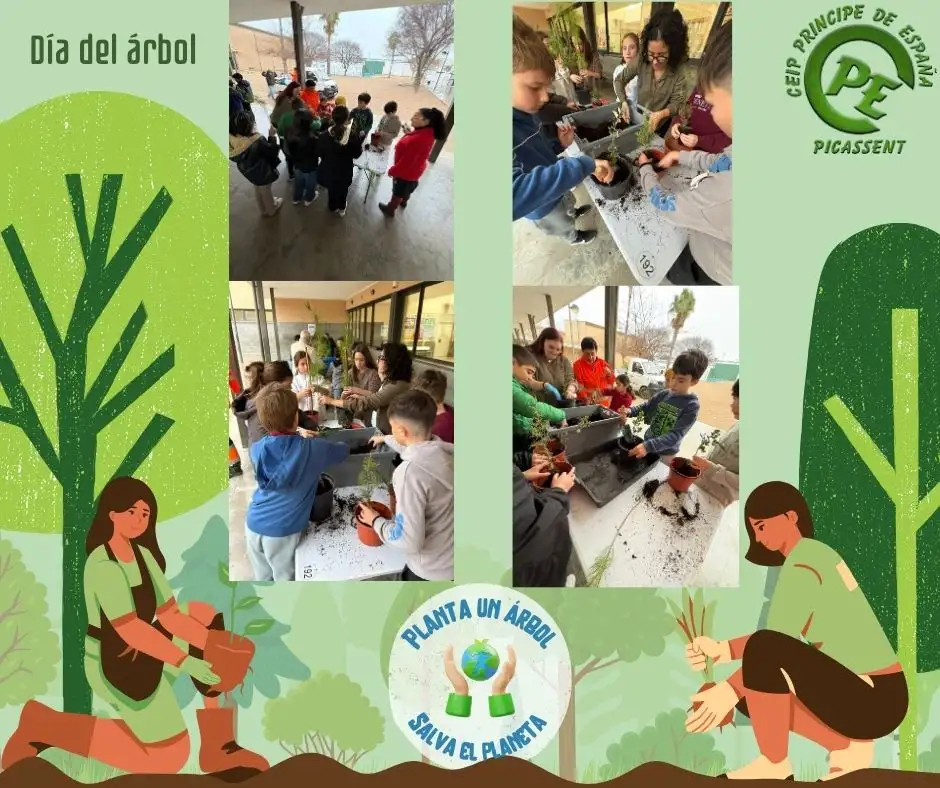 Post facebook día del árbol ilustrado verde