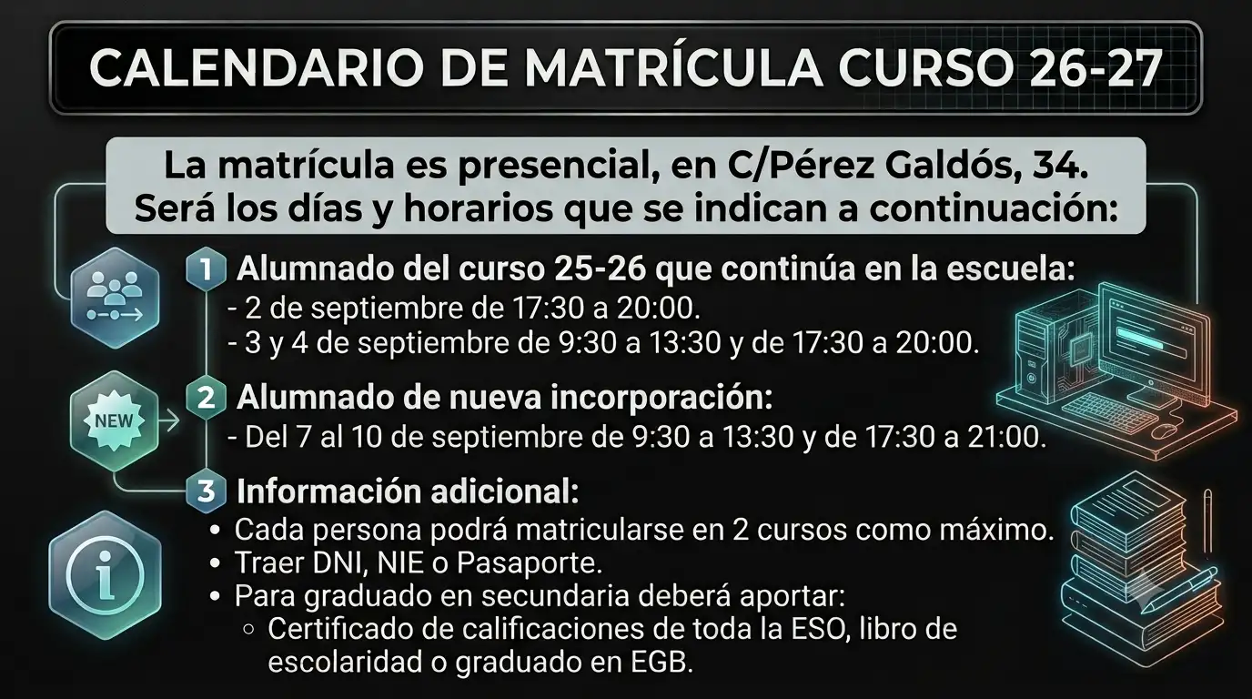 Calendario matricula curso 26-27
