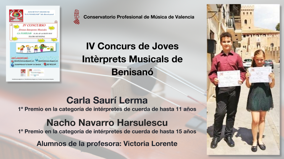 IV Concurs de Joves Intèrprets Musicals de Benisanó
