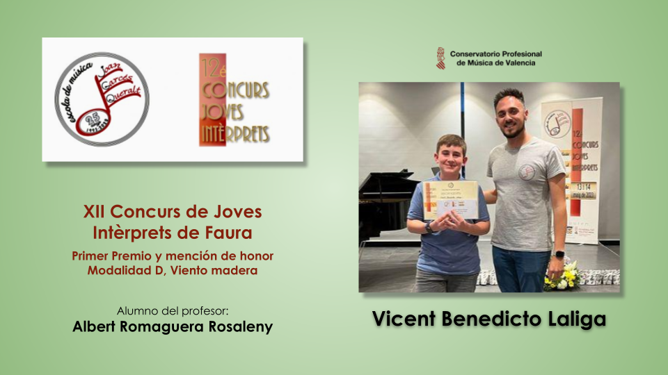 XXII Concurs de Joves Intèrprets de Faura- Vicent Benedicto Laliga