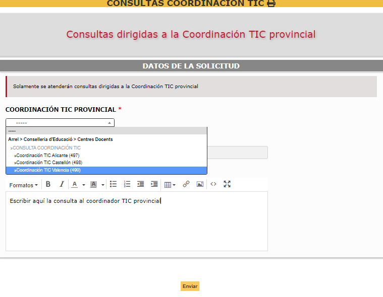 Consulta Coordinador TIC provincial
