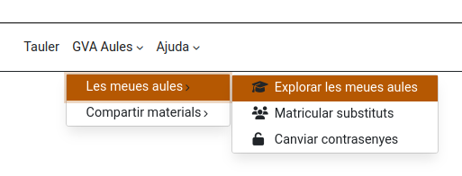 Menú Mostrar mis aulas del bloque GVA-Aules