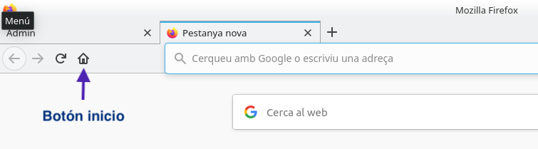 Firefox. Botón inicio