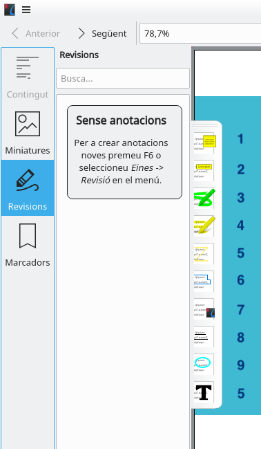 Okular. Eines de revisió i anotacions