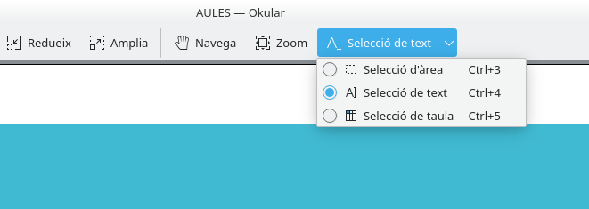 Okular. Eines de selecció