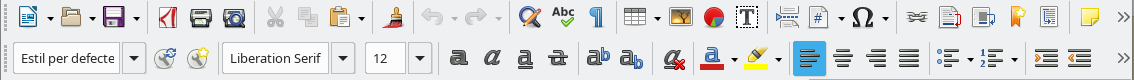 LibreOffice. Barra de herramientas