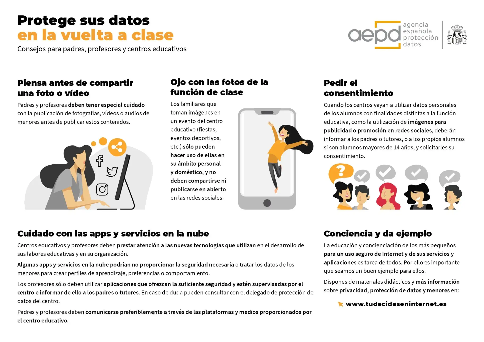 Infografía sobre como proteger los datos en la vuelta a clase