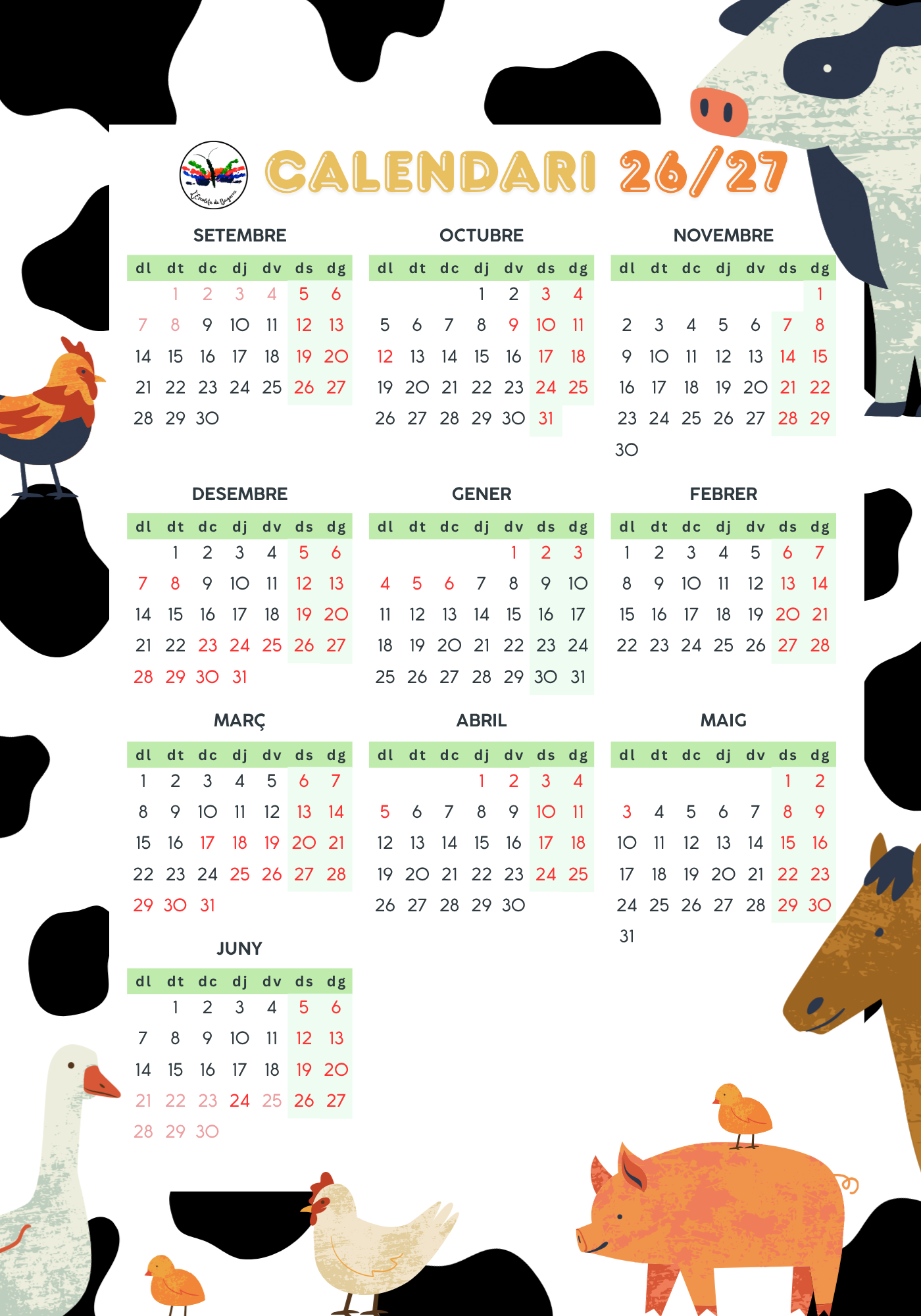Calendari curs 2026/2027