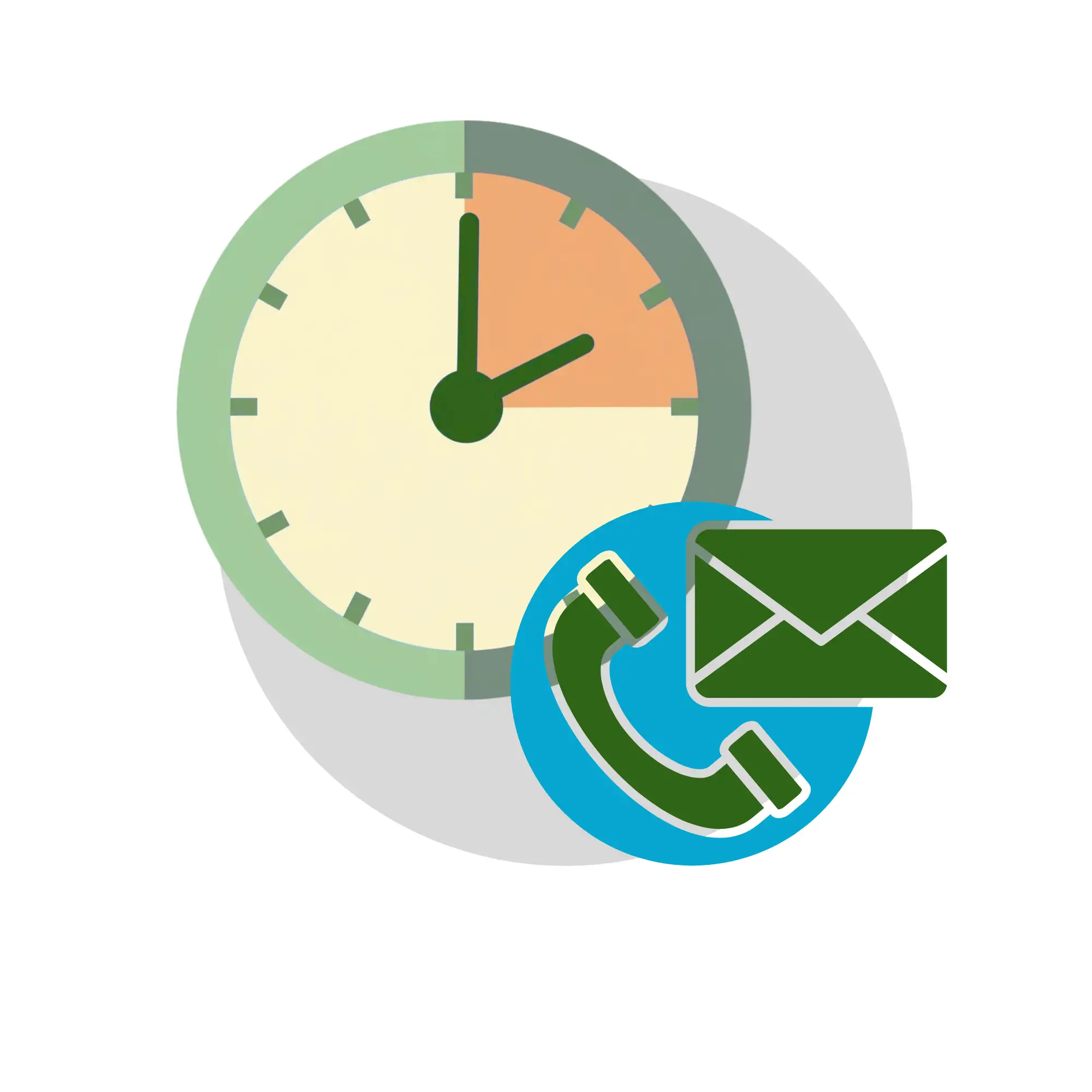 Icono con un reloj y un teléfono para acceder al horario de secretaría