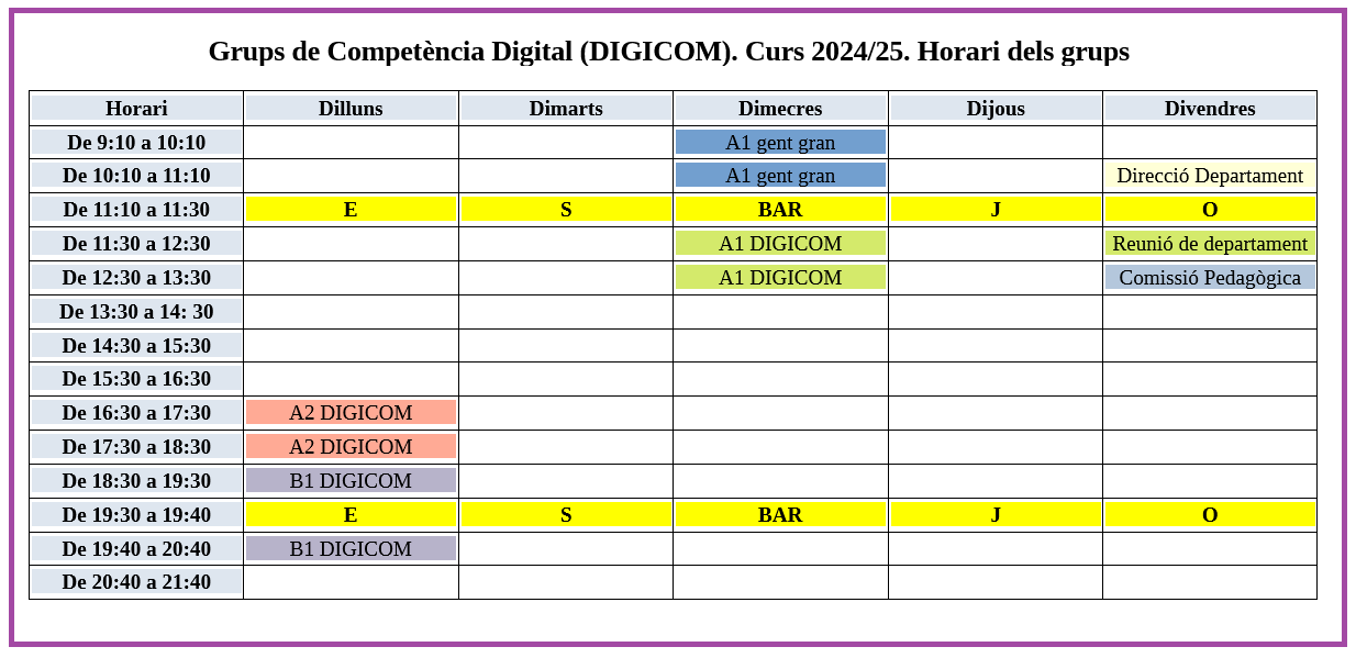 DIGCOMP horari 24-25