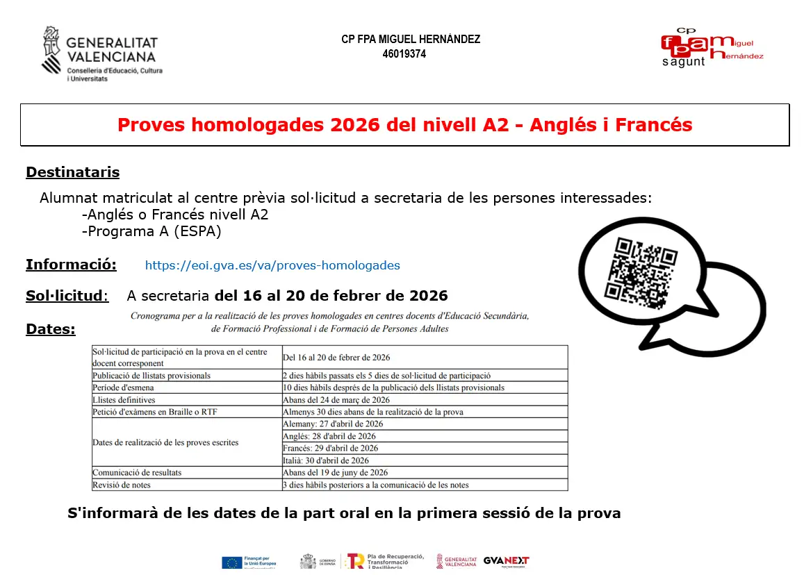PruovesHomologades A2 Anglés i Francés