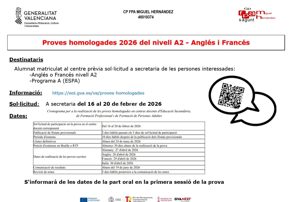 PruovesHomologades A2 Anglés i Francés