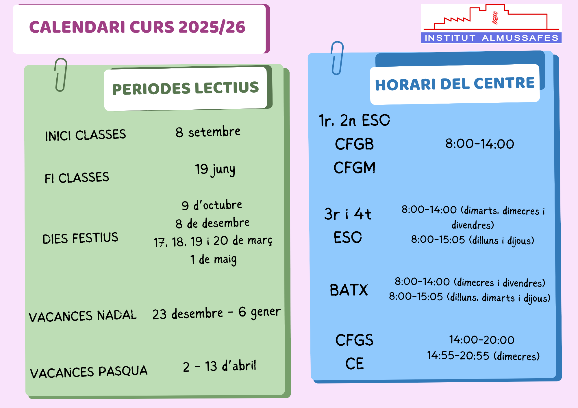 Horario Escolar Dibujo Orgánico Ilustrado Arcoiris