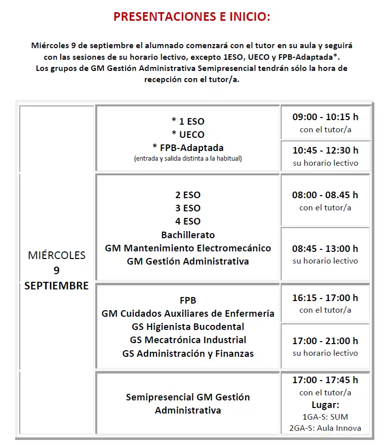 INICIO CURSO 26-27