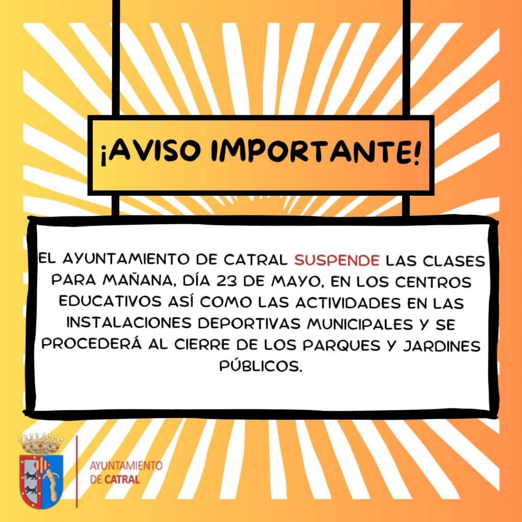 Aviso Ayuntamiento de Catral - 23 de mayo de 2023