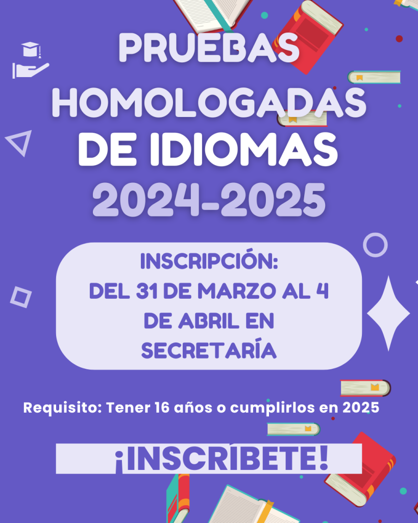 Pruebas homologadas de idiomas 2024-2025
