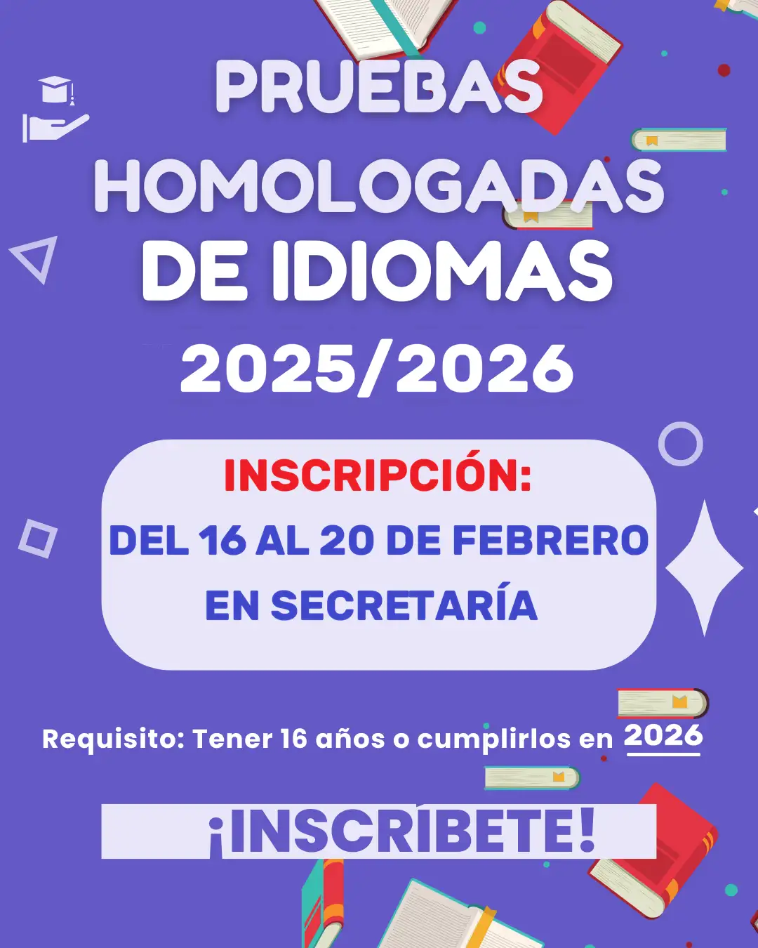 Pruebas homologadas de idiomas 2025-2026