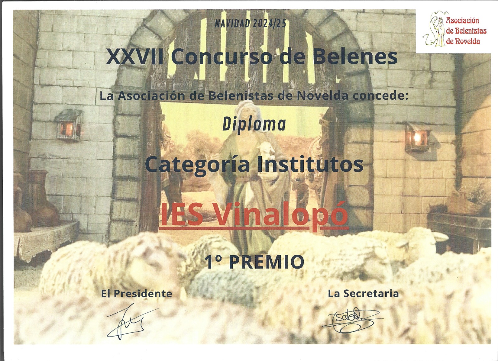 Diploma premio Belén IES Vinalopó