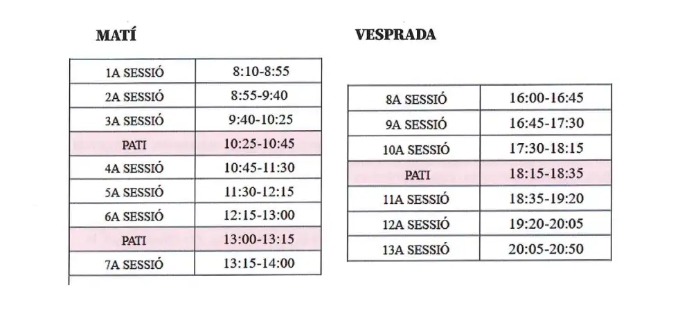 Horari d'estiu
