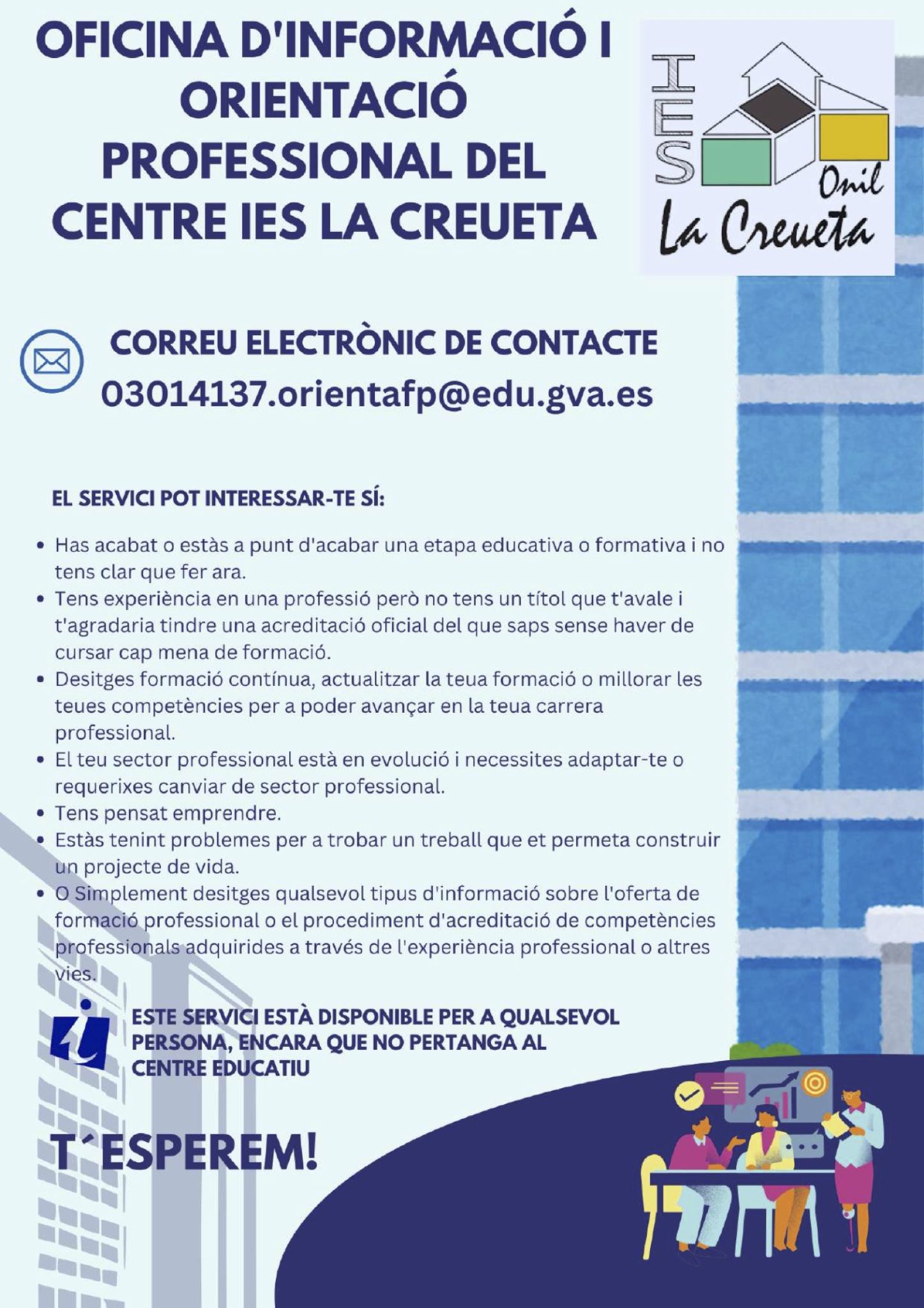 Cartell difussió email comissió orientació