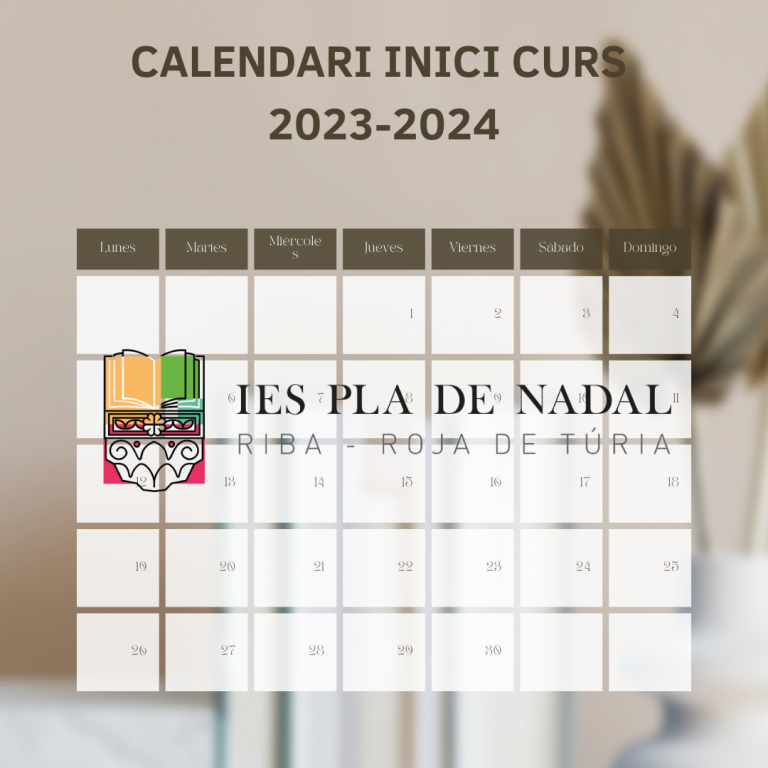 CALENDARI INICI CURS 2023-2024 – IES PLA DE NADAL