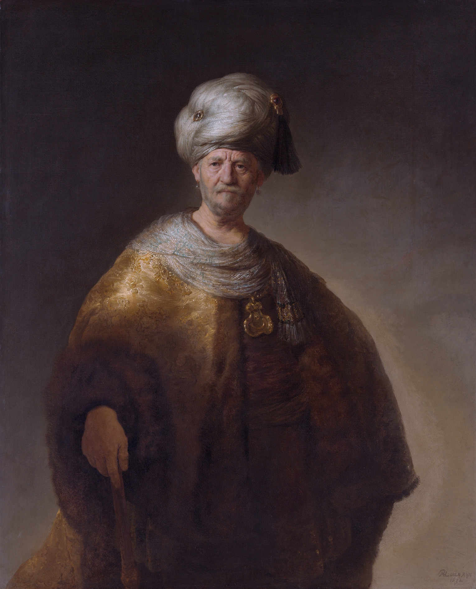 Man in Oriental Costume (a.k.a The Noble Slav) 
*oil on canvas 
*152.7 x 111.1 cm 
*signed (l.r.): RHL·van Rijn [initials in monogram] / 1632