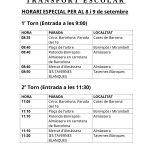 horari dies 8 i 9 setembre