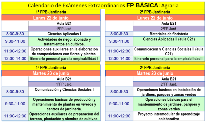 Convocatoria Exámenes Extraordinarios 1ºBach 2026